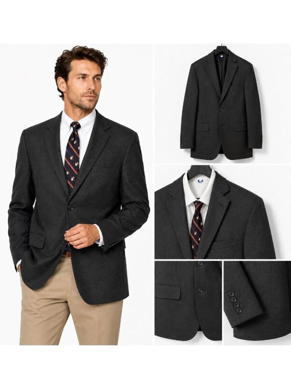 BROOKS BROTHERS explorer madison fit jacket blazer 46R charcoal stretch wool
